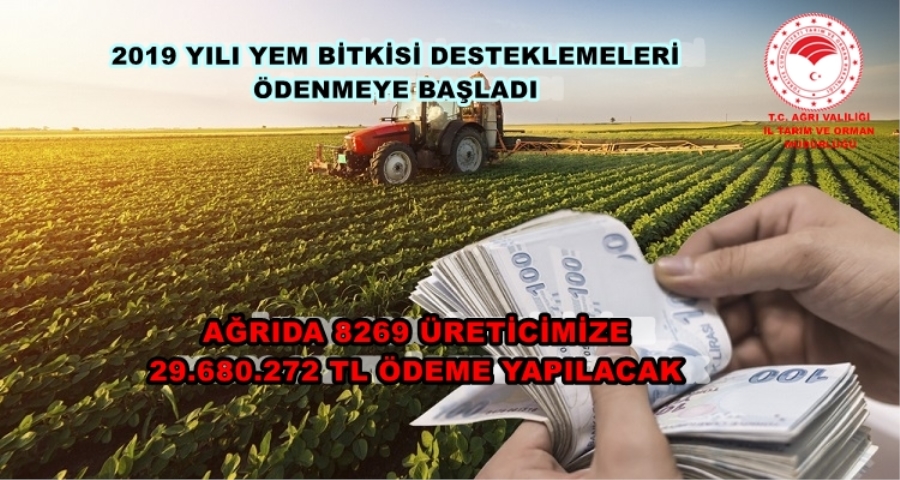 2019 YILI YEM BİTKİLERİ DESTEKLEMELERİ ÖDENMEYE BAŞLADI