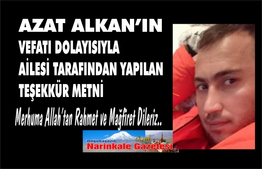ALKAN AİLESİNDEN VEFAT VE TEŞEKKÜR