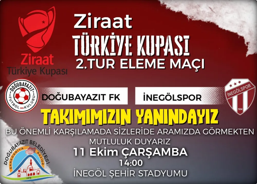 Doğubayazıt FK –İnegölspor karşılaşması 11 Ekim 2023 Çarşamba günü
