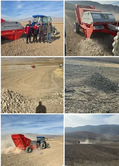 Taş toplama makinesi Doğubayazıt Günyolu Köyünde çalışmaya başladı